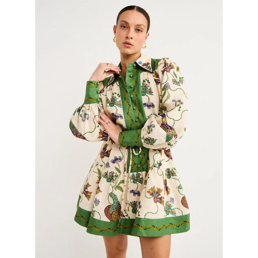 Alemais Green and Cream Floral Mini Dress - Picture 7 of 7